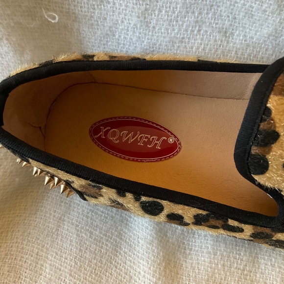 XQWFH Men's Leopard Print Slip On Dress Shoes Loafers Spiked Size 10.5 Unique! - Picture 14 of 14